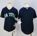 Wholesale Cheap Mariners Blank Navy Blue Cool Base Stitched Youth MLB Jersey