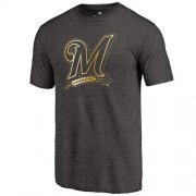 Wholesale Cheap Milwaukee Brewers Fanatics Apparel Gold Collection Tri-Blend T-Shirt Black