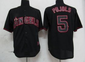 Wholesale Cheap Angels of Anaheim #5 Albert Pujols Black Fashion Stitched MLB Jersey