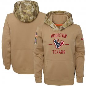 Wholesale Cheap Youth Houston Texans Nike Khaki 2019 Salute to Service Therma Pullover Hoodie