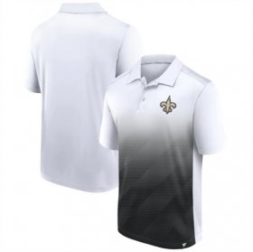 Wholesale Men\'s New Orleans Saints White Black Iconic Parameter Sublimated Polo