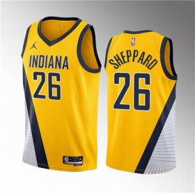 Wholesale Cheap Men\'s Indiana Pacers #26 Ben Sheppard Yellow 2023 Draft Statement Edition Stitched Basketball Jersey