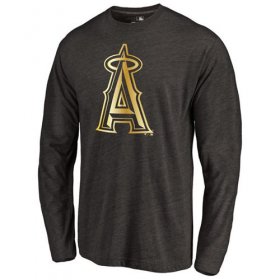 Wholesale Cheap Los Angeles Angels of Anaheim Gold Collection Long Sleeve Tri-Blend T-Shirt Black