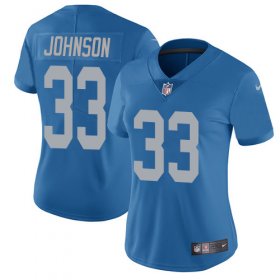 Wholesale Cheap Nike Lions #33 Kerryon Johnson Blue Throwback Women\'s Stitched NFL Vapor Untouchable Limited Jersey