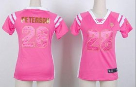 Wholesale Cheap Nike Vikings #28 Adrian Peterson Pink Women\'s Stitched NFL Elite Draft Him Shimmer Jersey