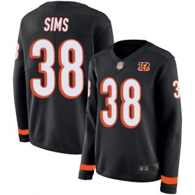 Wholesale Cheap Nike Bengals #38 LeShaun Sims Black Team Color Women\'s Stitched NFL Limited Therma Long Sleeve Jersey