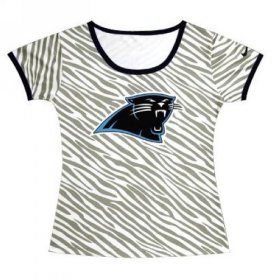 Wholesale Cheap Women\'s Carolina Panthers Sideline Legend Authentic Logo Zebra Stripes T-Shirt