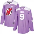 Wholesale Cheap Adidas Devils #9 Taylor Hall Purple Authentic Fights Cancer Stitched Youth NHL Jersey