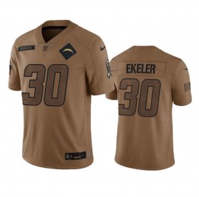 Wholesale Cheap Men\'s Los Angeles Chargers #30 Austin Ekeler 2023 Brown Salute To Service Limited Football Stitched Jersey