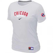 Wholesale Cheap Women's Chicago Cubs Nike Short Sleeve Practice MLB T-Shirt White