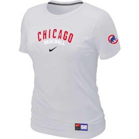 Wholesale Cheap Women\'s Chicago Cubs Nike Short Sleeve Practice MLB T-Shirt White