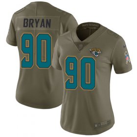 Wholesale Cheap Nike Jaguars #90 Taven Bryan Olive Women\'s Stitched NFL Limited 2017 Salute to Service Jersey