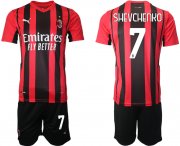 Wholesale Cheap Men 2021-2022 Club AC Milan home red 7 Soccer Jersey