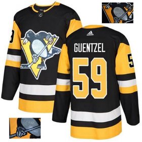 Wholesale Cheap Adidas Penguins #59 Jake Guentzel Black Home Authentic Fashion Gold Stitched NHL Jersey