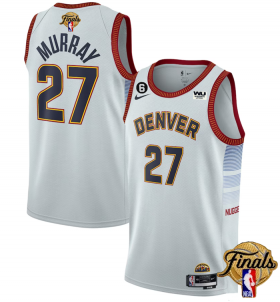 Wholesale Cheap Men\'s Denver Nuggets #27 Jamal Murray Silver 2023 Finals Icon Edition With NO.6 Patch Stitched Basketball Jersey