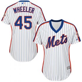 Wholesale Cheap Mets #45 Zack Wheeler White(Blue Strip) Alternate Women\'s Stitched MLB Jersey