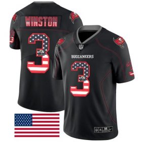 Wholesale Cheap Nike Buccaneers #3 Jameis Winston Black Men\'s Stitched NFL Limited Rush USA Flag Jersey