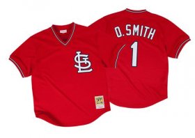 Wholesale Cheap Mitchell And Ness 1996 Cardinals #1 Ozzie Smith Red Stitched MLB Jersey
