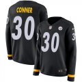 Wholesale Cheap Nike Steelers #30 James Conner Black Team Color Women's Stitched NFL Limited Therma Long Sleeve Jersey