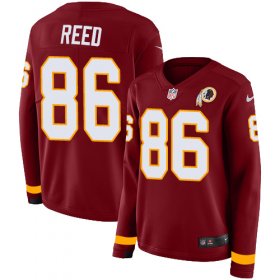 Wholesale Cheap Nike Redskins #86 Jordan Reed Burgundy Red Team Color Women\'s Stitched NFL Limited Therma Long Sleeve Jersey