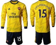 Wholesale Cheap Arsenal #15 Chamberlain Away Long Sleeves Soccer Club Jersey