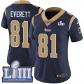 Wholesale Cheap Nike Rams #81 Gerald Everett Navy Blue Team Color Super Bowl LIII Bound Women's Stitched NFL Vapor Untouchable Limited Jersey