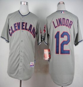 Wholesale Cheap Indians #12 Francisco Lindor Grey Cool Base Stitched MLB Jersey