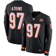 Wholesale Cheap Nike Bengals #97 Geno Atkins Black Team Color Men's Stitched NFL Limited Therma Long Sleeve Jersey