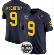 Cheap Men's Michigan Wolverines #9 J.J. McCarthy 2024 F.U.S.E. Navy National Championship Stitched Jersey