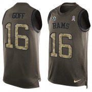 Wholesale Cheap Nike Rams #16 Jared Goff Green Men's Stitched NFL Limited Salute To Service Tank Top Jersey