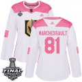 Wholesale Cheap Adidas Golden Knights #81 Jonathan Marchessault White/Pink Authentic Fashion 2018 Stanley Cup Final Women's Stitched NHL Jersey