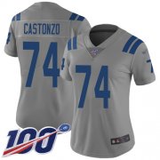 Wholesale Cheap Nike Colts #74 Anthony Castonzo Gray Women's Stitched NFL Limited Inverted Legend 100th Season Jersey