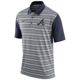 Wholesale Cheap Men\'s Atlanta Braves Nike Gray Dri-FIT Stripe Polo
