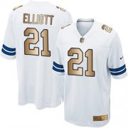 Wholesale Cheap Nike Cowboys #21 Ezekiel Elliott White Youth Stitched NFL Elite Gold Jersey