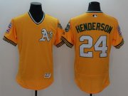 Wholesale Cheap Athletics #24 Rickey Henderson Yellow Flexbase Authentic Collection Cooperstown Stitched MLB Jersey