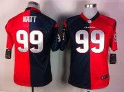 Wholesale Cheap Nike Texans #99 J.J. Watt Navy Blue/Red Youth Stitched NFL Elite Split Jersey