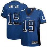 Wholesale Cheap Nike Colts #19 Johnny Unitas Royal Blue Team Color Women's Stitched NFL Elite Drift Fashion Jersey