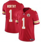Cheap Men's Kansas City Chiefs #1 Xavier Worthy Red 2024 Draft Vapor Untouchable Limited Football Stitched Jersey