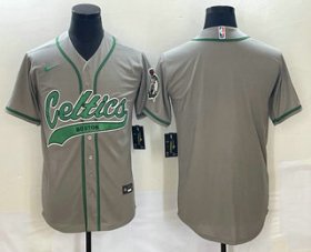 Cheap Men\'s Boston Celtics Blank Gray Stitched Baseball Jersey