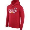 Wholesale Cheap Men's Kansas City Chiefs Nike Red Sideline ThermaFit Performance PO Hoodie