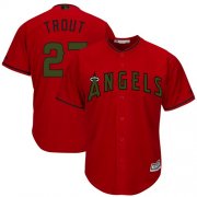 Wholesale Cheap Angels of Anaheim #27 Mike Trout Red New Cool Base 2018 Memorial Day Stitched MLB Jersey