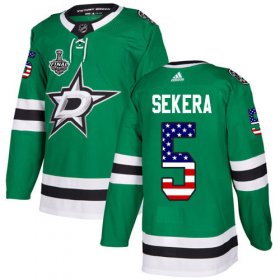 Cheap Adidas Stars #5 Andrej Sekera Green Home Authentic USA Flag Youth 2020 Stanley Cup Final Stitched NHL Jersey