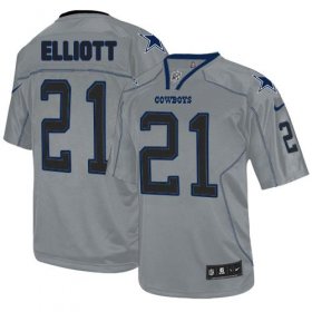 Wholesale Cheap Nike Cowboys #21 Ezekiel Elliott Lights Out Grey Men\'s Stitched NFL Elite Jersey