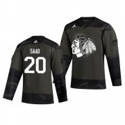 Wholesale Cheap Chicago Blackhawks #20 Brandon Saad Adidas 2019 Veterans Day Men's Authentic Practice NHL Jersey Camo