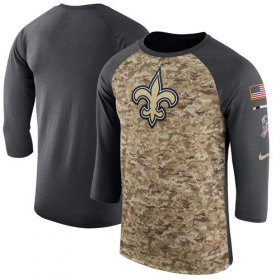Wholesale Cheap Men\'s New Orleans Saints Nike Camo Anthracite Salute to Service Sideline Legend Performance Three-Quarter Sleeve T-Shirt