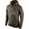 Wholesale Cheap Men's Miami Marlins Nike Olive Salute To Service KO Performance Hoodie