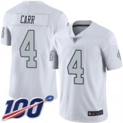 Wholesale Cheap Nike Raiders #4 Derek Carr White Men's Stitched NFL Limited Rush 100th Season Jersey
