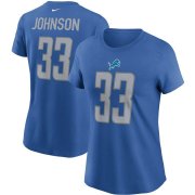 Wholesale Cheap Detroit Lions #33 Kerryon Johnson Nike Women's Team Player Name & Number T-Shirt Blue