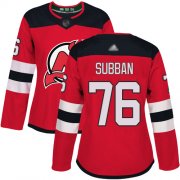 Wholesale Cheap Adidas Devils #76 P.K. Subban Red Home Authentic Women's Stitched NHL Jersey