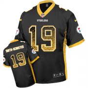 Wholesale Cheap Nike Steelers #19 JuJu Smith-Schuster Black Team Color Men's Stitched NFL Elite Drift Fashion Jersey